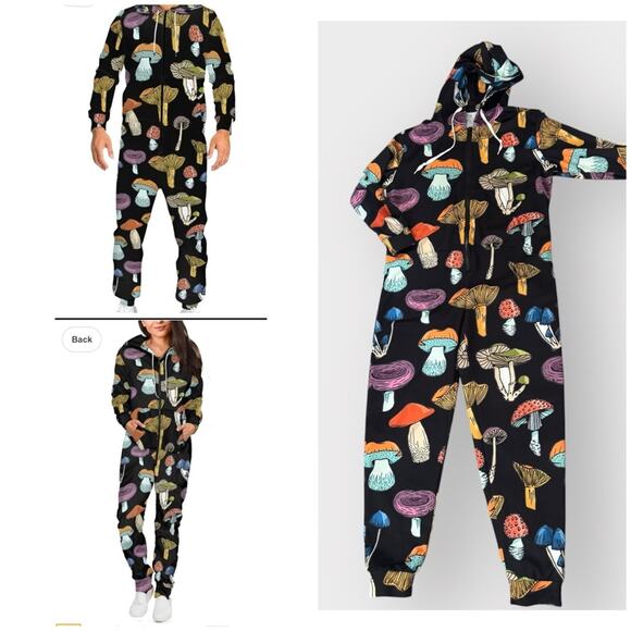 Other - Unisex Jumpsuit Onesie Tracksuit With Mushroom Shroom Print, Medium